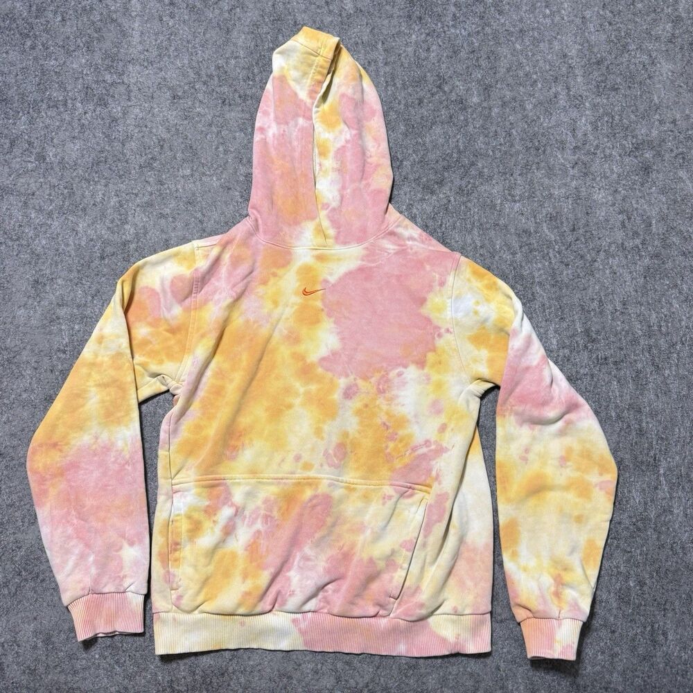 Nike Girls Center Swoosh Hoodie Size XL Tie Dye Acid Wash Pullover Sweatshirt